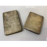 A silver cigarette case, London 1929, with initials WAS to bottom right, (13cm x 8.5cm), and another