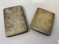 A silver cigarette case, London 1929, with initials WAS to bottom right, (13cm x 8.5cm), and another