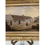 W Sellon, Robert Burns' thatched cottage, oil on panel signed bottom left, in gilt composition