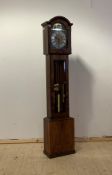 A late 20th century Westminster chiming rosewood veneered long case clock, with Roman chapter