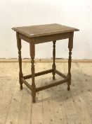 A dry oak two tier side table, circa 1930's, H75cm, W61cm, D45cm