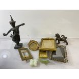 A mixed lot including a bronze South East Asian deity dancing with bowl in right hand, (h 20cm), a