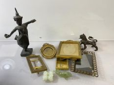 A mixed lot including a bronze South East Asian deity dancing with bowl in right hand, (h 20cm), a