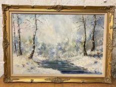 Modern School, Winter Landscape, oil, signed bottom right, (59cm x 89cm)