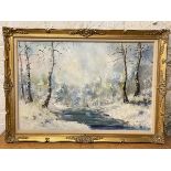 Modern School, Winter Landscape, oil, signed bottom right, (59cm x 89cm)