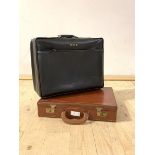 Two leather suitcases, one initialled D.M.Y W46cm