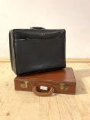 Two leather suitcases, one initialled D.M.Y W46cm