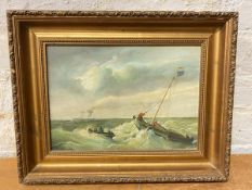 19thc Dutch School, stormy seas, indistinctly inscribed and signed, Grootswagers lower left, oil