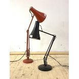 A pair of vintage angle poise lamps, one in black and one in red H87cm