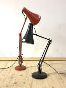 A pair of vintage angle poise lamps, one in black and one in red H87cm