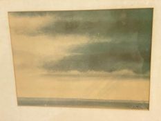 Offset lithographic prints, rain clouds over ocean, (30cm x 41cm)