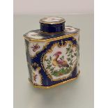 A Samson's of Paris 19thc Chinese style tea caddy decorated with exotic bird enclosed within gilt