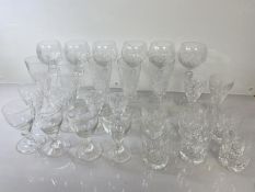 A collection of glasses including hock, porch, short tumblers and champagne flutes etc (a lot)