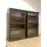 A Pair of early 20th century Globe Wernicke style four height stacking bookcases with tops, up and