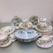 A French Gien pottery part breakfast and dinner set including teapot, sugar bowl, butter dish,