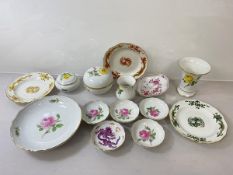 Assorted Meissen china including trinket dish depicting purple dragon chasing flaming pearl (d 8cm),