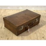 A vintage leather suitcase with carry handle, H42cm, W61cm, D20cm