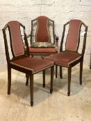 A set of three (2+1) Edwardian mahogany chairs, with upholstered back and seat, scrolled open