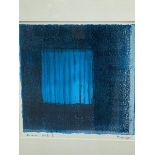 Tim Harbridge, Shibumi Blue 8, silk screen print, signed bottom right, paper label verso, Shibumi is