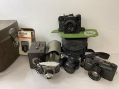 Camera Interest - including a Warrick number 2 camera, a Ferrania and lens marked Tanit, a Fujifilm,