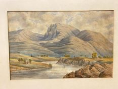 W Thomson Brown, landscape with river in valley, watercolour, signed and dated 1878 bottom left, (