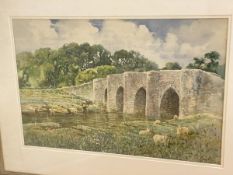 Sturge, historic bridge in countryside, watercolour, signed bottom right, (33cm x 51cm)