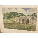 Sturge, historic bridge in countryside, watercolour, signed bottom right, (33cm x 51cm)