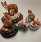 A collection of composition made animal figures including Border Fine Arts Feed Time 1996, James