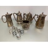 A quantity of Epns including coffee pot with face mask to spout, (h 25cm), a coffee pot, two