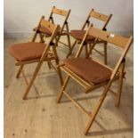 Ikea, A set of four 'Terje' folding beech framed dining chairs, H80cm