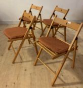 Ikea, A set of four 'Terje' folding beech framed dining chairs, H80cm