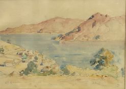 Lionel P Crawshaw, Piano Corsica, watercolour, signed bottom left and dated 1923, (17cm x 24cm)