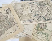 A large collection of 17th and 18thc maps of counties and boroughs in Scotland and England including