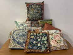 A Quantity of squab cushions, some embroidered and worked in a floral design (13)