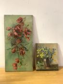 Edith Charnley, (British 20th century) Still life of summer blossoms in vase, unframed oil on
