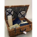 A Brexton collection handmade England wicker picnic basket complete with original Thermos flask,