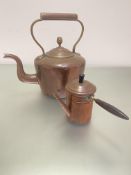 An extremely large Edwardian copper and brass mounted kettle with acorn style finial and loop handle