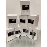 A group of 32 Black Jazz LSA International champagne flutes, various designs (h24cm)