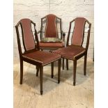 A set of three (2+1) Edwardian mahogany chairs, with upholstered back and seat, scrolled open