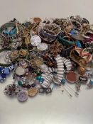 A very large collection of costume jewellery including paste pearls, bead necklaces, bracelets,