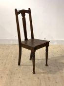 A Victorian walnut side chair, with splat back, plank seat and turned front supports, H99cm