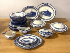 A quantity of Royal Doulton blue and white dinner and tea ware, to include; plates; milk jugs;