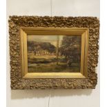 Manner of Camille Pissaro, figure by a river bank, signed C Pissaro lower left, oil on canvas in