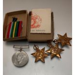 A set of World War II General Service medals awarded to R Charmers including Pacific Star, The