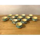 A set of twelve Royal Winton Grimwades blue and yellow lustre sundae or dessert dishes, H6.5cm