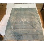 A 1920's satinized single bed cover the centre with radiating silk embroidered running stitch,