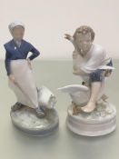 A Royal Copenhagen Danish porcelain figure of a goose herder, (h19cm x 11cm x 8cm) and a