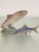 A Beswick pottery model of a trout decorated with polychrome enamels, (h15cm x 22cm x 10cm) and a