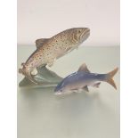 A Beswick pottery model of a trout decorated with polychrome enamels, (h15cm x 22cm x 10cm) and a
