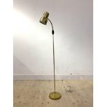 A gilt brass lamp standard with angle adjustable shade, H140cm